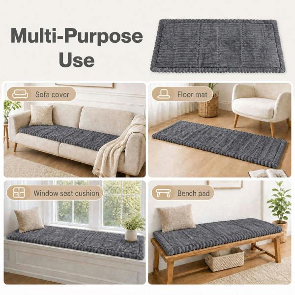 Marlow Corduroy Sofa Cover Pet Friendly Non Slip Washable 70 x 150cm Deep Grey