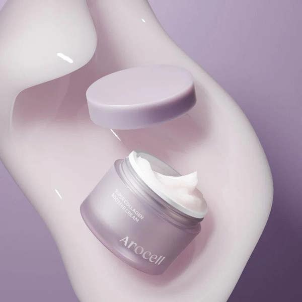 Rich, melt-in texture of Arocell Collagen Booster Cream – Deeply nourishing Korean face cream for structural skin support at Atelier De Glow UK.