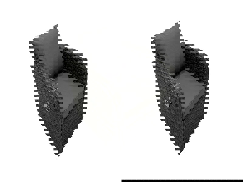 Fimous Outdoor Reclining Chair 3 Seater Sofa Coffee Table Set Garden Rattan Furniture Set 9 Seater with 4 Stools Dark Grey