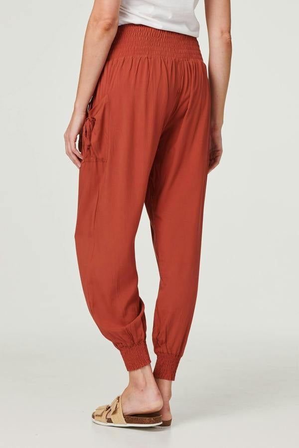 Orange | High Waist Pull On Tapered Pants