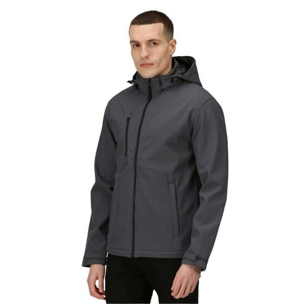 Regatta Professional Mens Venturer Softshell 3 Layer Hooded Jacket - Seal Grey/Black - 