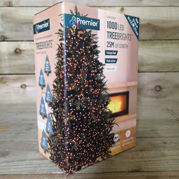 Samuel Alexander 1000 LED 25m Indoor Outdoor Christmas Multi Function Mains Operated String Lights with Timer in Vintage Gold