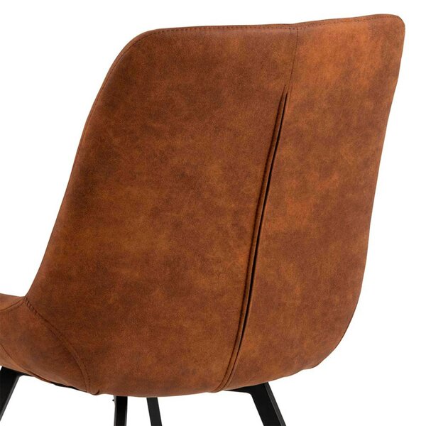Wyld Haus Set of 2 Madrid Tan Upholstered Dining Chairs with Black Steel Legs