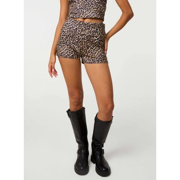 Pink Vanilla Leopard Rib Shorts
