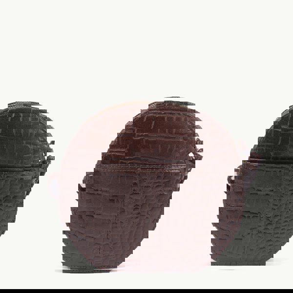 Assots London 'Jane' Brown Croc Leather Round Designer Crossbody Bag