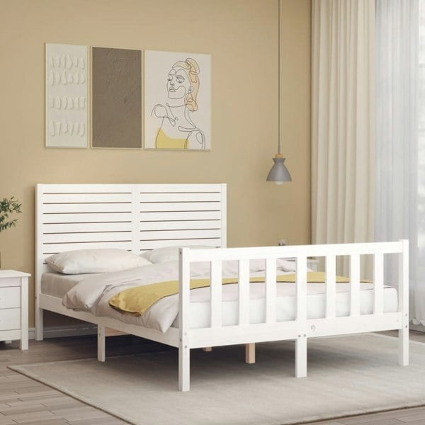 Berkfield Bed Frame with Headboard White 120x200 cm Solid Wood