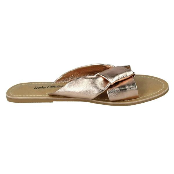 Leather Collection Ladies Leather Collection Knot Vamp Mule Sandals