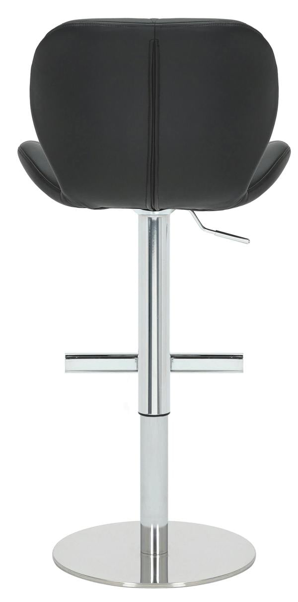 Lamboro Monza Signature Real Leather Bar Stool, Height Adjustable Swivel Kitchen Breakfast Bar Chair with Padded Backrest, Chrome Base & Footrest