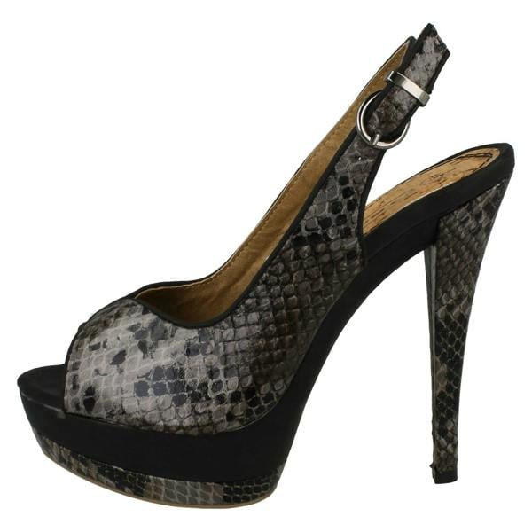 Spot On Ladies Spot On Snake Print Slingback Heels