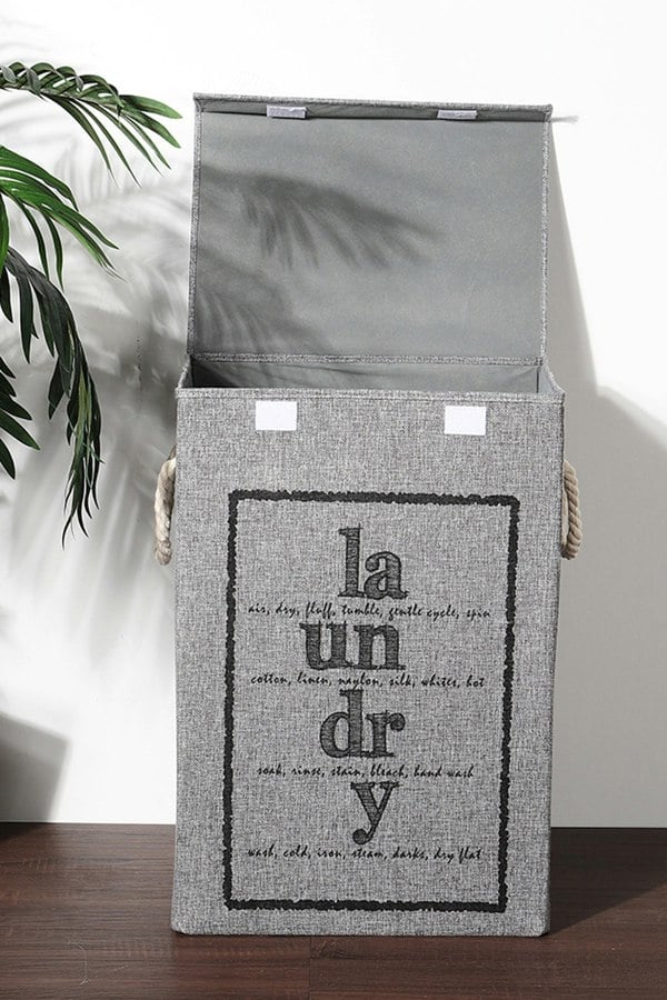 Living and Home 72L Foldable Home Laundry Baskets Bathroom Hamper with Lid and Rope Handles