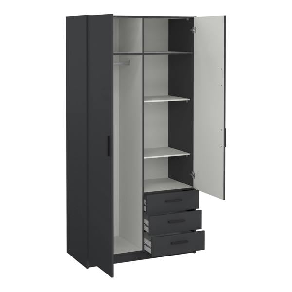 Furniture To Go Sprint Wardrobe with 2 Doors + 3 Drawers in Matt Grey