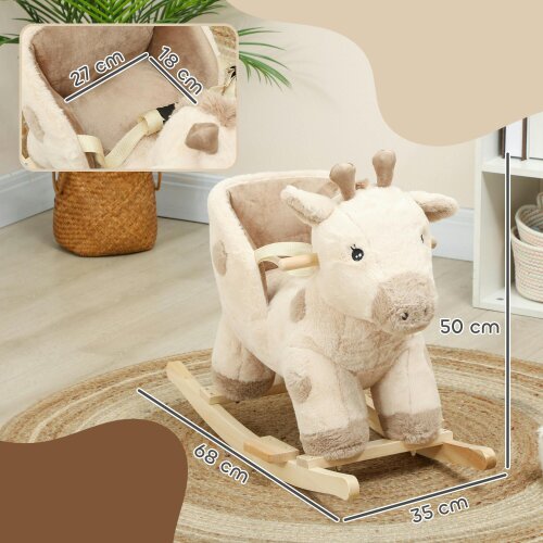 AIYAPLAY Rocking Horse Giraffe Design for Toddlers 1-3 Years Beige