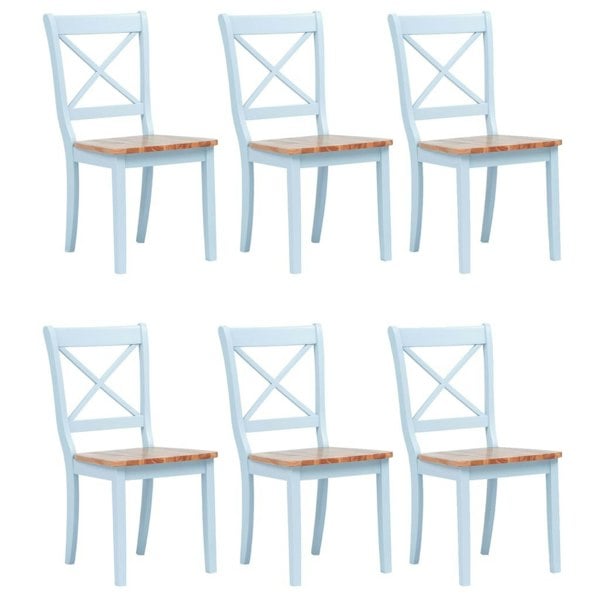 Berkfield Dining Chairs 6 pcs Grey and Light Wood Solid Rubber Wood