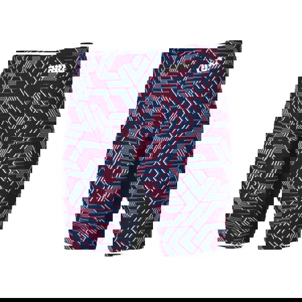 Arena Escape Swim Jammer navy and pink geometric swim trunks