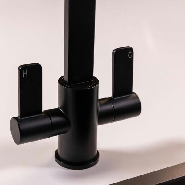 Flode Paddla | Dual Lever Kitchen Tap | Swan Neck Design | Matt Black