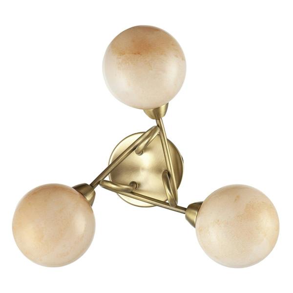 Modern Antique Brass Ceiling Light with Amber Marble Glass Shades Image 5