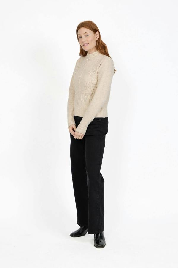 Mudflower Cornelli Embellished Zip-Up Knit Cardigan