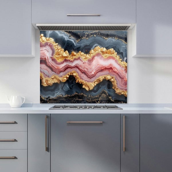 Warren Reed - Designer Black And Pink Marble Effect Kitchen Splashback