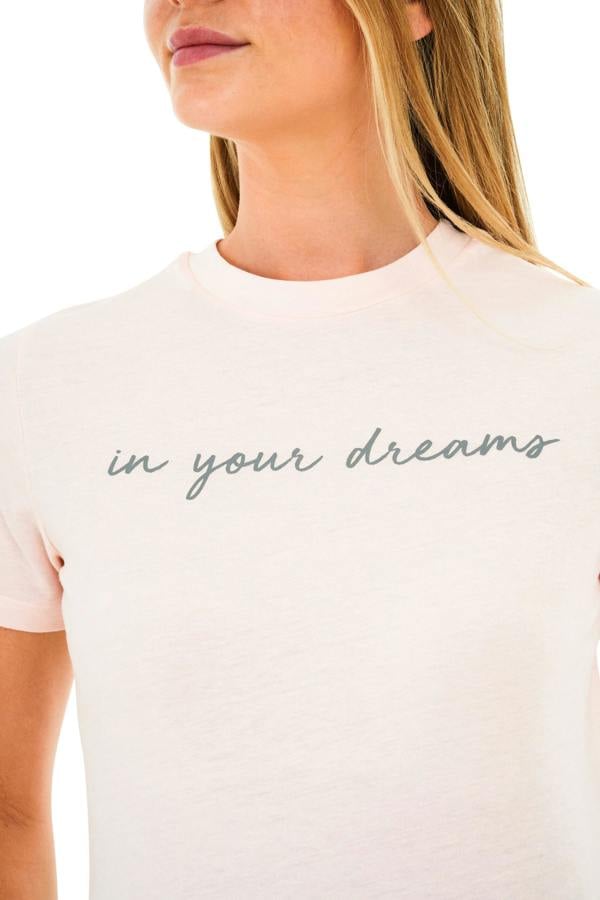 Smart Living Women's Stylish Slogan Tee and Shorts Pyjama Set - Pink/Grey
