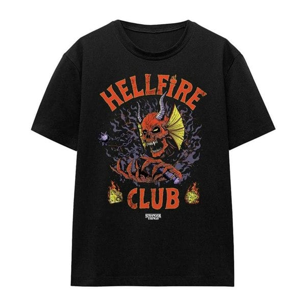 Stranger Things Womens Hellfire Club Metal T-Shirt - Black