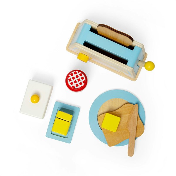 Bigjigs Toys Wooden Breakfast Set - Includes A Toaster With Heat Dial And Working Lever