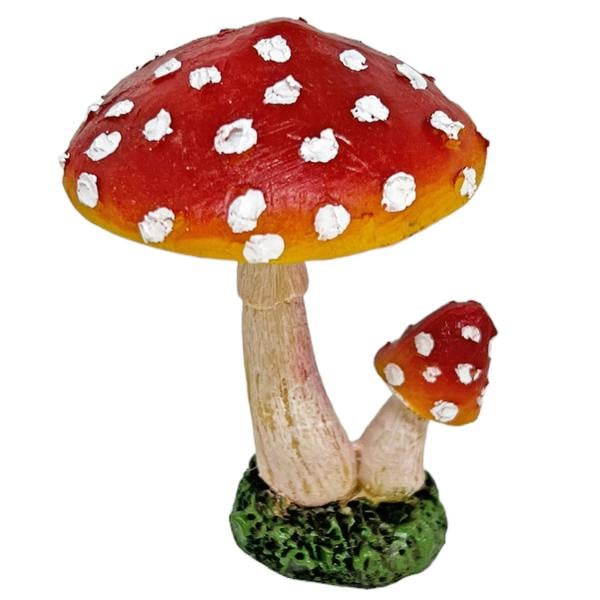 Farmwood Two Double Stem Garden Mushroom Ornaments
