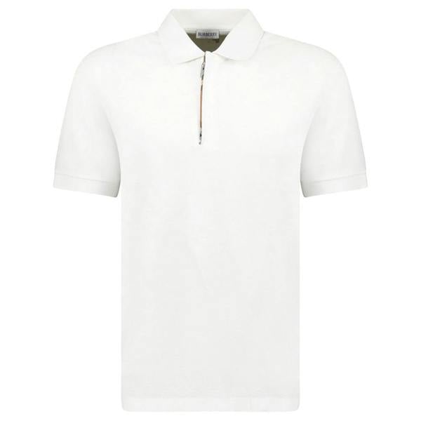 Burberry Mens Hartford Zip Polo Shirt - White