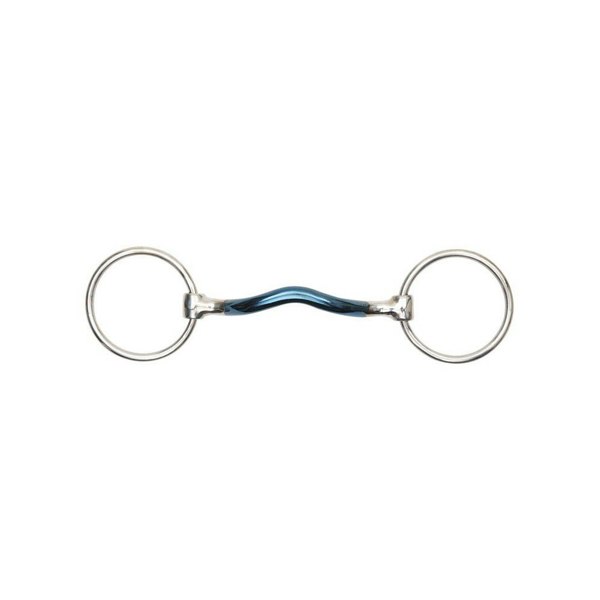 Shires Sweet Iron Mullen Mouth Horse Loose Ring Snaffle Bit - Blue