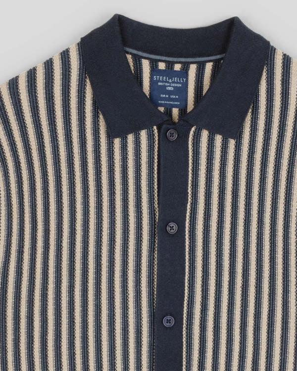 Steel & Jelly Grove - Textured Stripe Knitted Short Sleeve Shirt