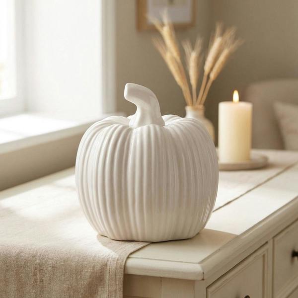 Garden Greatness Glossy Ceramic Pumpkin Ornament
