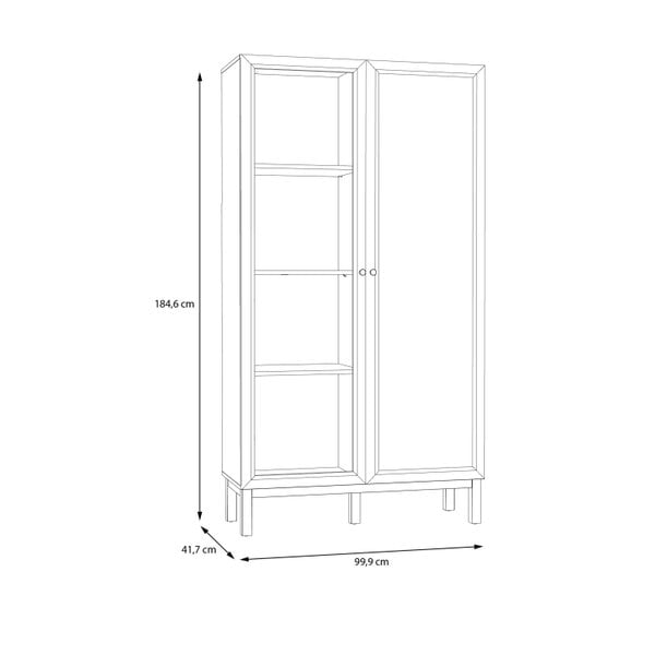 Wyld Haus Maribel Light Grey and Natural Oak Effect Display Cabinet 2 Doors