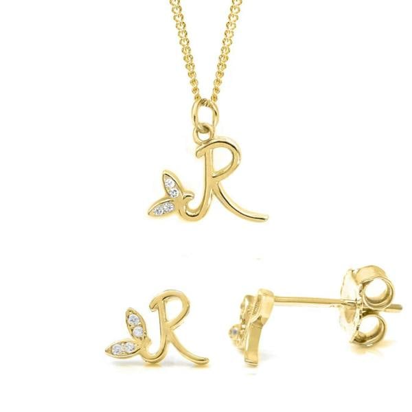 Say It With Dainty Winged Initial Bundle - Yellow Gold