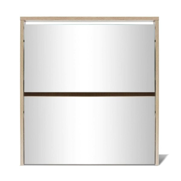 Berkfield Shoe Cabinet 2-Layer Mirror Oak 63x17x67 cm