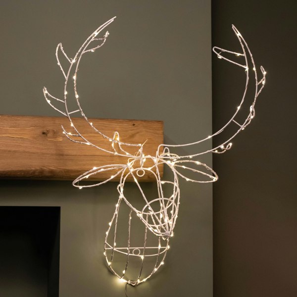 Samuel Alexander 70cm Festive Christmas Indoor Outdoor Twinkling LED Reindeer Head in Warm White