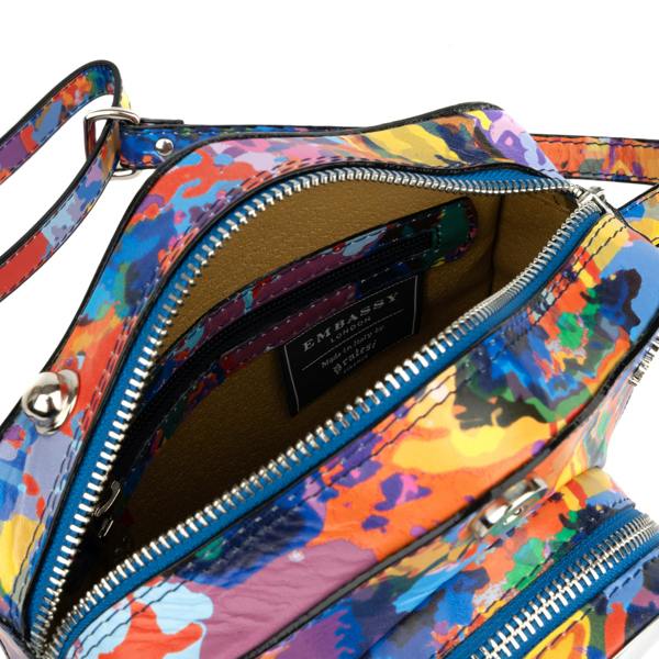 Embassy London Snapshot - Summer Colours - Camera shaped cross-body bag in Summer Colours pattern leather