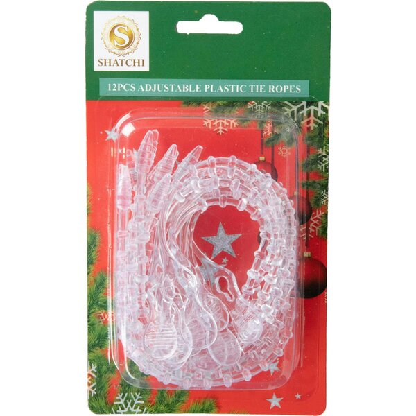 Shatchi 33cm Clear Adjustable Cable Ties for Garlands, Lights and Cables | Reusable PVC Holders