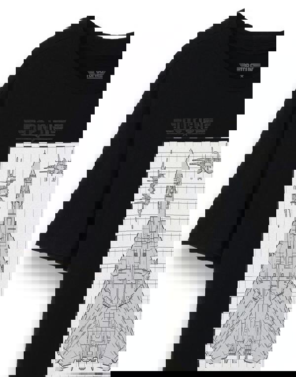 Top Gun Mens Black Fighter Jet Blue Print Short Sleeved T-Shirt