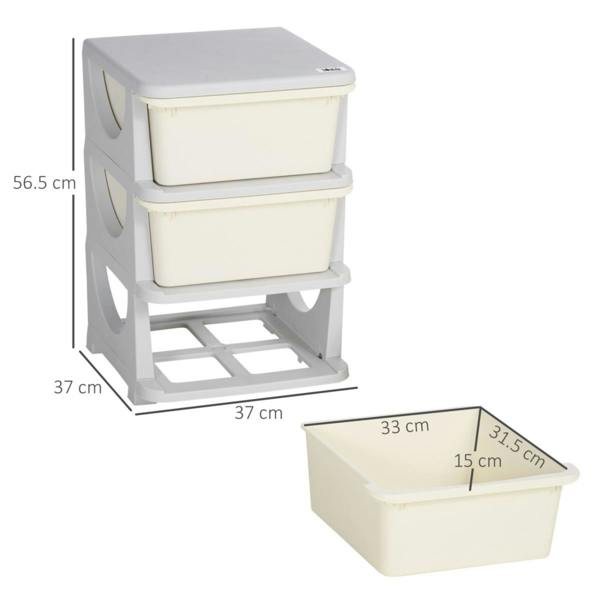 Dyzi Kids 3 Drawer Storage Unit Three Tier Vertical Dresser