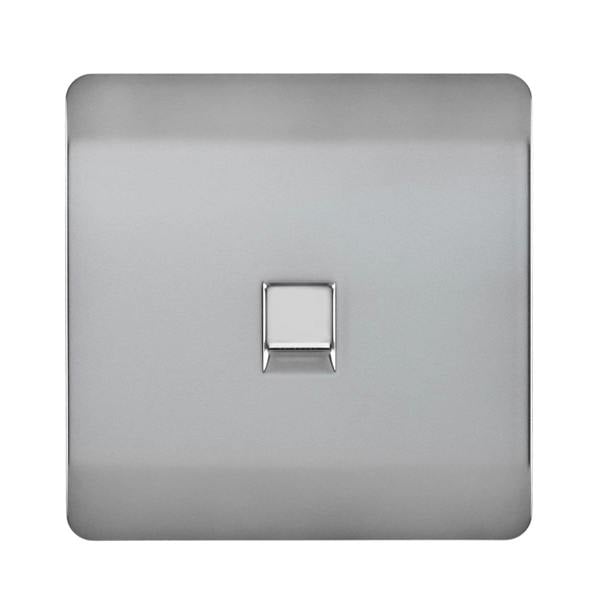 Trendi Switch 1 Gang RJ45 Cat 5e PC Ethernet Socket in Brushed Steel