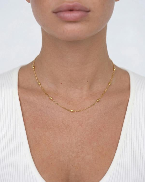 Elk & Bloom Dainty 14K Gold Beaded Choker Necklace