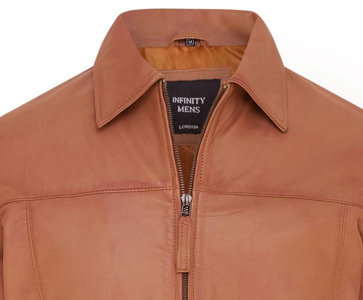 Infinity Leather Mens Retro Classic Leather Harrington Biker Jacket - Drammen
