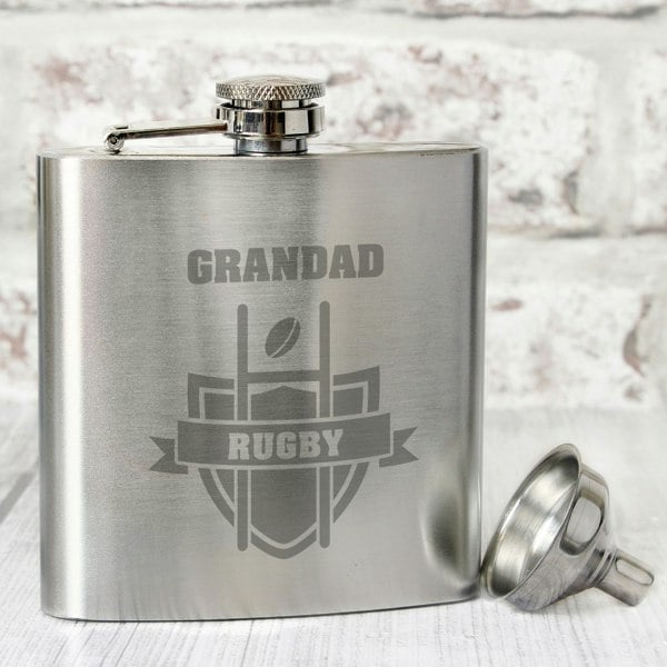 Personalised Memento Company Personalised Rugby Hip Flask