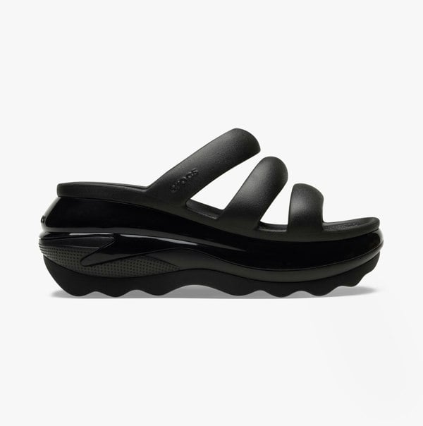 Crocs 209842-001 MEGA CRUSH TRIPLE STRAP Womens Sliders Black
