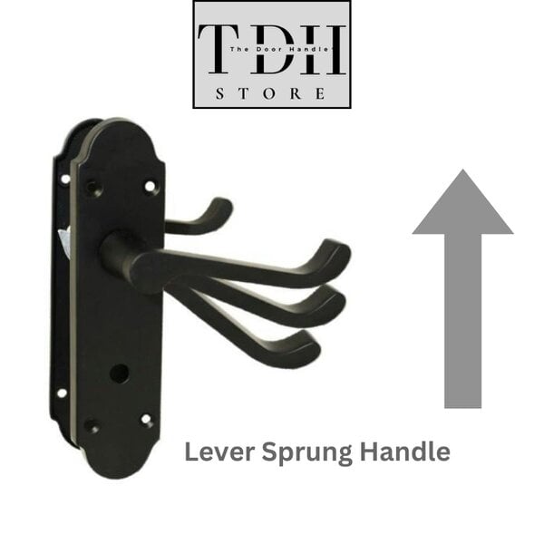 EDH Door Hardware Matt Black Bathroom Door Handles With Sash Lock - Victorian Scroll Door Pack