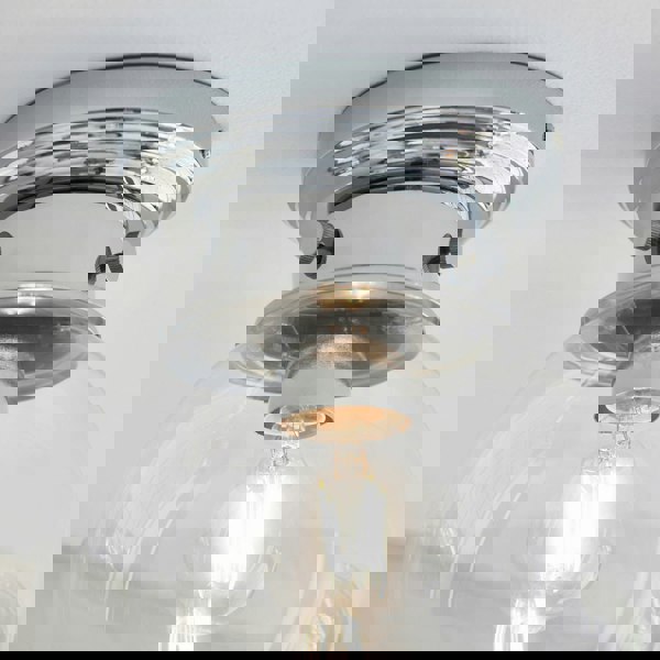 Decorative Flush Bathroom Ceiling Light Fitting - Clear Glass Shade - Dimmable