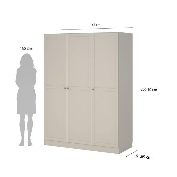 Furniture To Go Brande Wardrobe with 3 Frame Doors in Cashmere