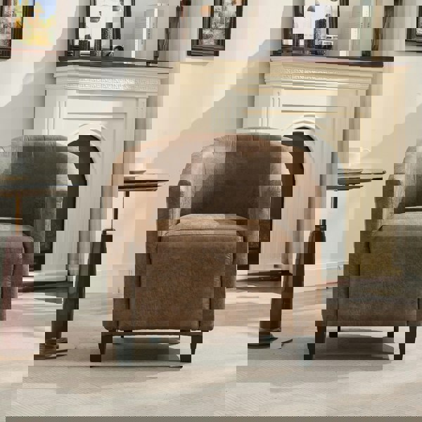 Furniture One Bronzing Fabric Tub Chair, Upholstered Armchair, Padded Barrel Club Chair