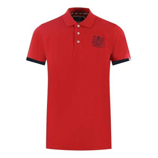 Aquascutum Branded Collar Polo Shirt - Red