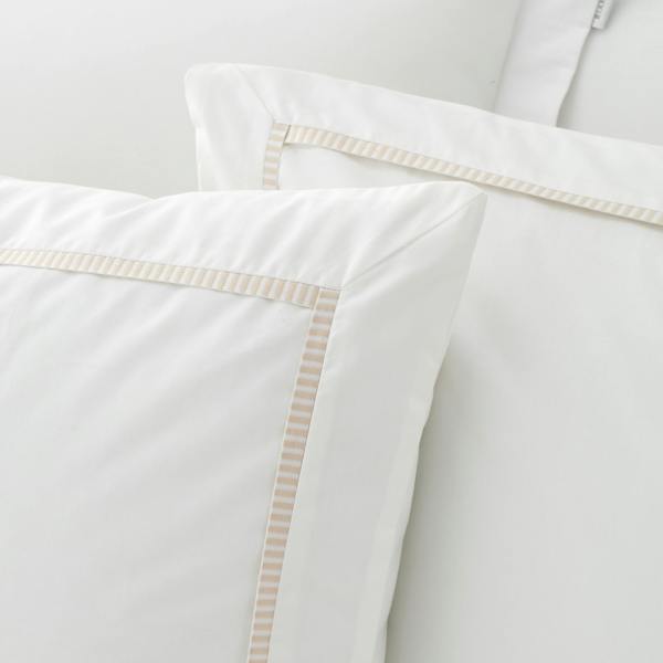 Bianca Contrast Trim 200 Thread Count Cotton Duvet Cover Set White / Natural