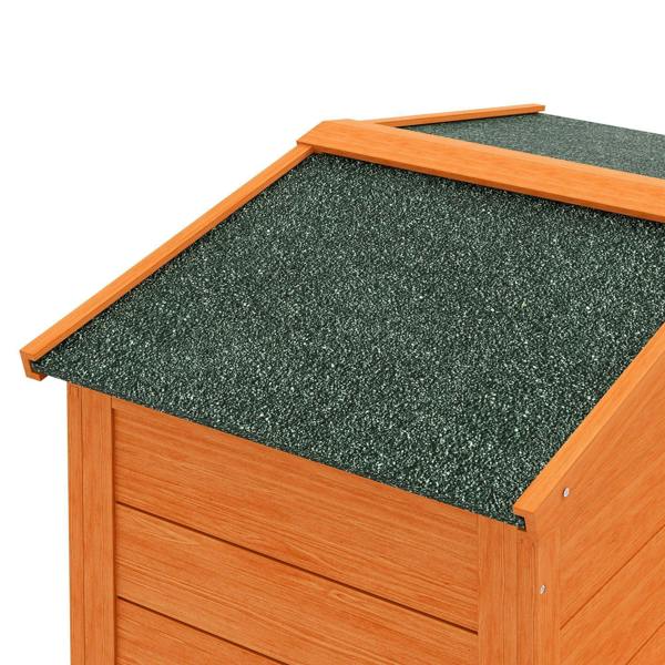 Orange two-tier rabbit hutch top with textured green roof panel